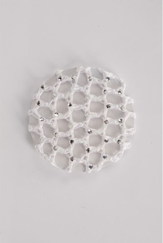 Bun cover with faux rhinestones. 