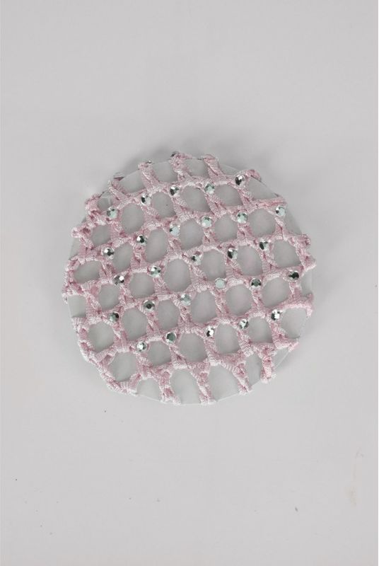 Bun cover with faux rhinestones. 